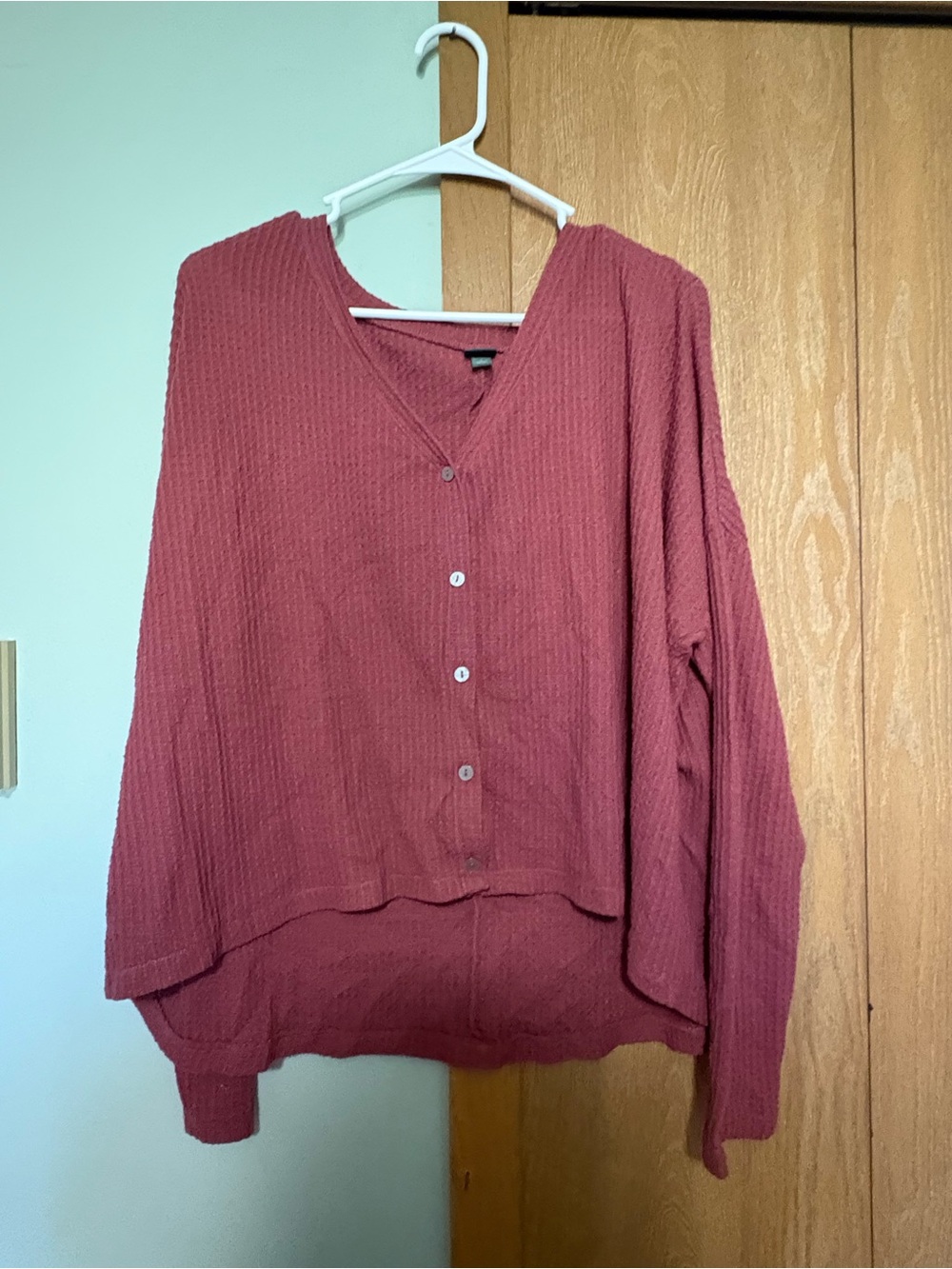 wild fable Mauve Button-Front Waffle Knit Top